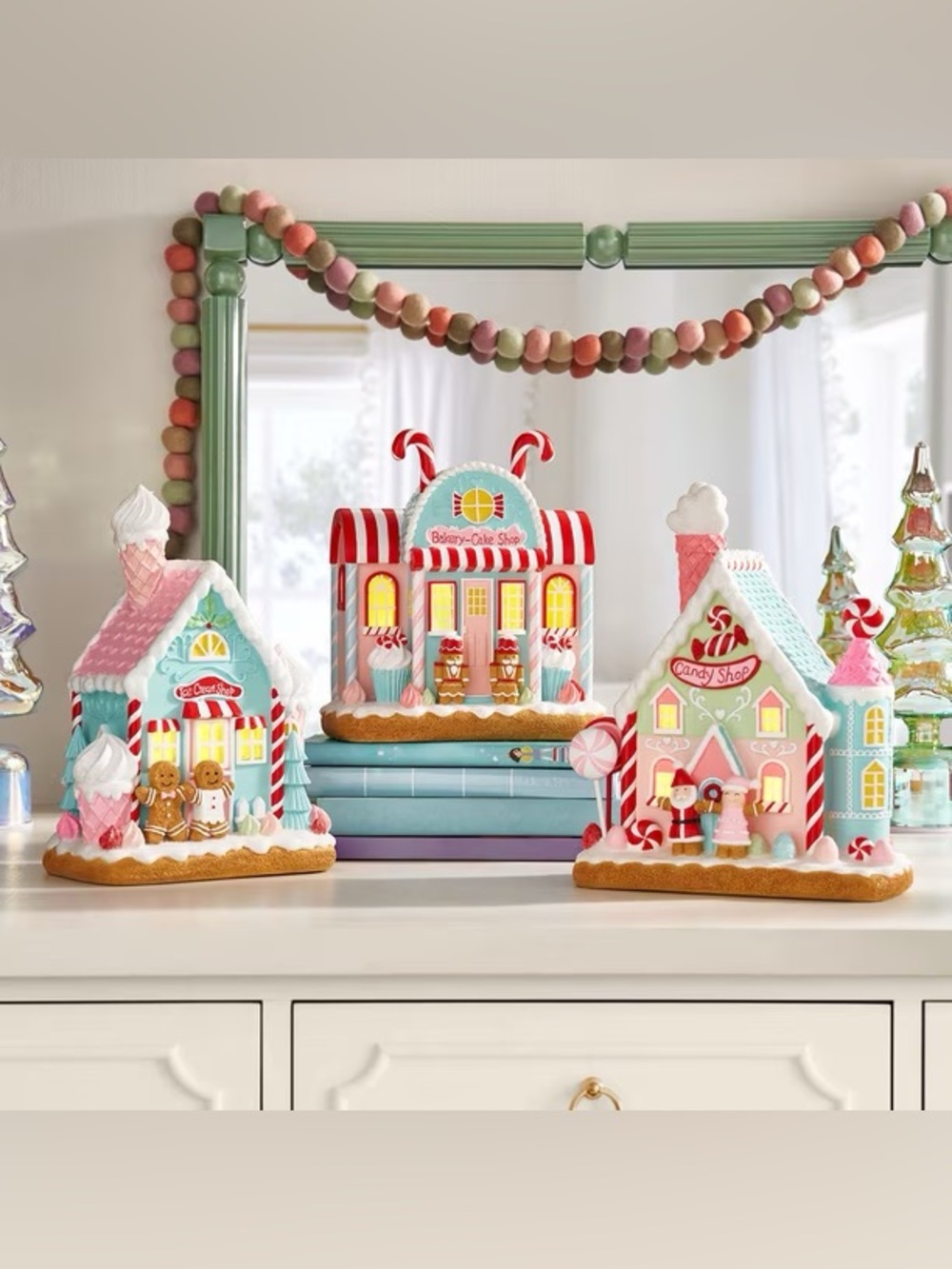 Pre-Lit Gingerbread Village, Set of 3